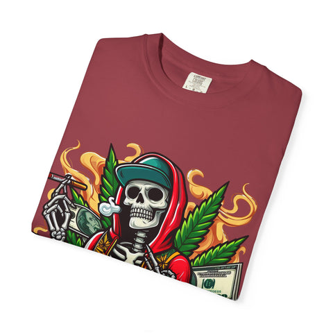 High AF Unisex Garment-Dyed T-Shirt – Bold Skeleton Design for Chill Vibes