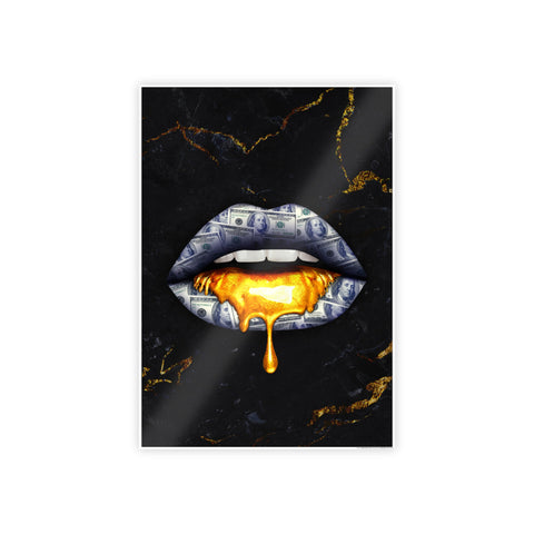 Glossy Wall Art - Luxe Lips with Gold Drip Poster