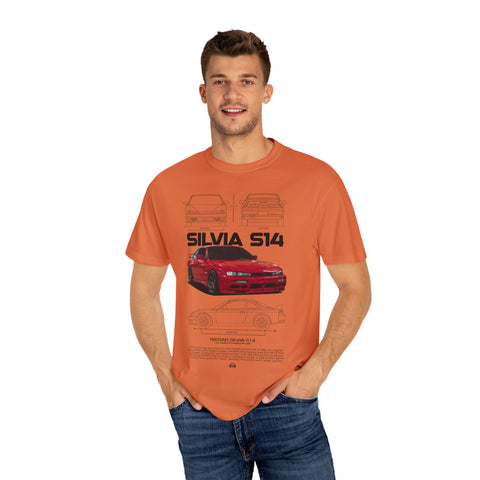 Retro Car Art Unisex Garment-Dyed T-shirt - SILVIA 514 Graphic Tee