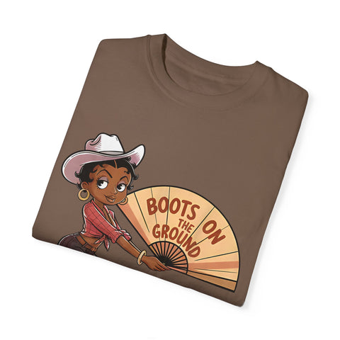 Boots on the Ground Unisex T-Shirt - Rustic Cowboy Vibe, Perfect for Festivals and Casual Outings