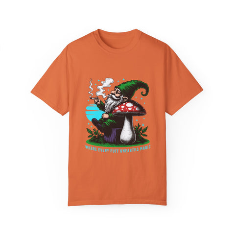 Magic Gnome T-shirt - Where Every Puff Unearths Magic | Unisex Garment-Dyed Tee for Nature Lovers