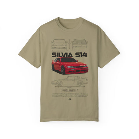Retro Car Art Unisex Garment-Dyed T-shirt - SILVIA 514 Graphic Tee