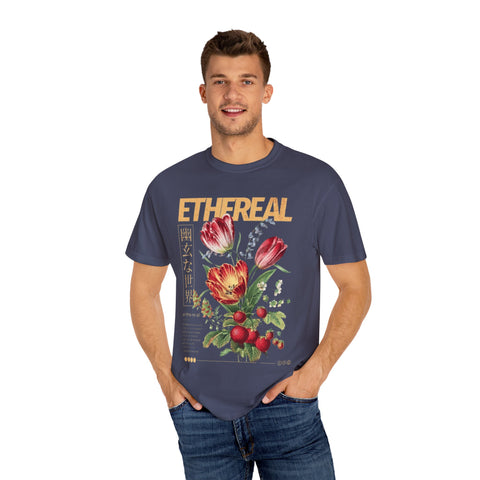 Ethereal Floral Unisex Garment-Dyed T-Shirt
