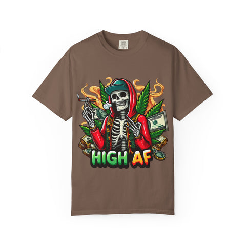 High AF Unisex Garment-Dyed T-Shirt – Bold Skeleton Design for Chill Vibes