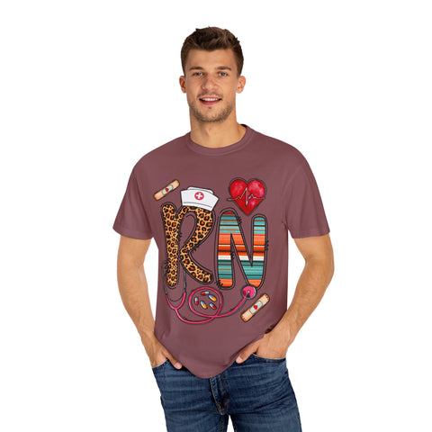 RN Nurse Graphic T-Shirt - Cute Leopard Print Design for Healthcare Workers
