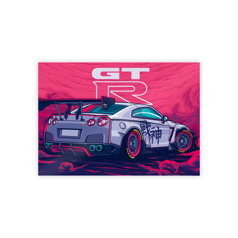 Glossy Car Art Poster - GT-R Racing Graphic for Auto Enthusiasts