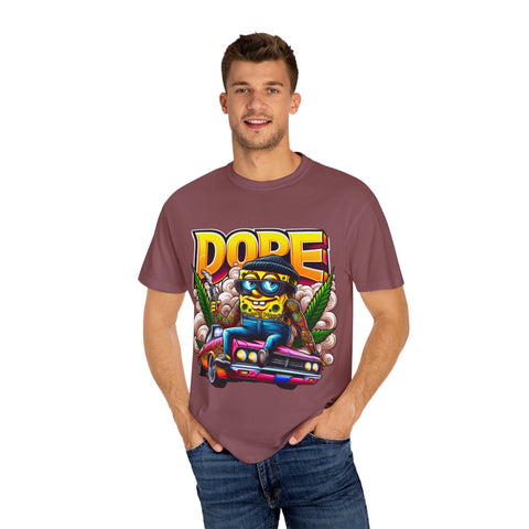 Unisex Garment-Dyed T-Shirt - Cool Cartoon ‘DOPE’ Design