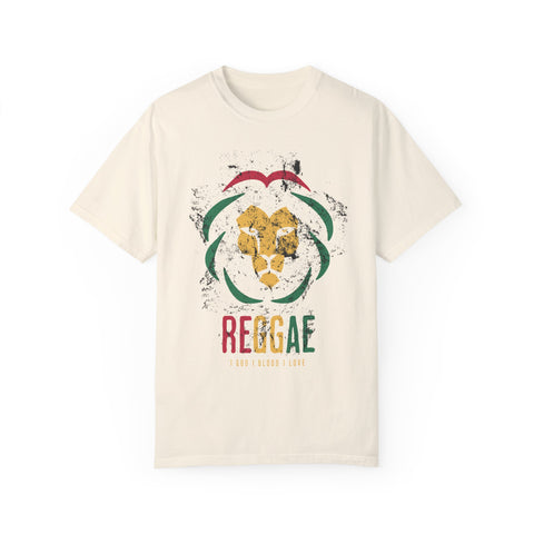 Reggae Lion Unisex Garment-Dyed T-Shirt - I Red I Blood I Love