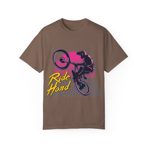 Ride Hard Unisex Garment-Dyed T-Shirt - Perfect for Cyclists & Outdoor Enthusiasts