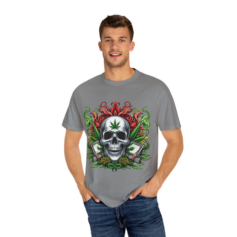 Unisex Skull & Cannabis Graphic T-Shirt - Edgy Streetwear Style