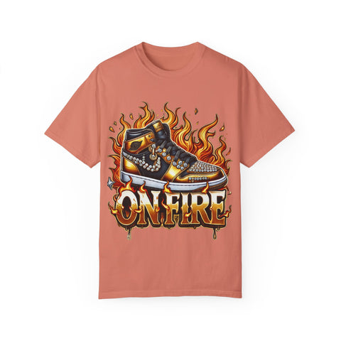 Unisex Garment-Dyed T-Shirt - 'On Fire' Graphic Tee for Sneaker Enthusiasts