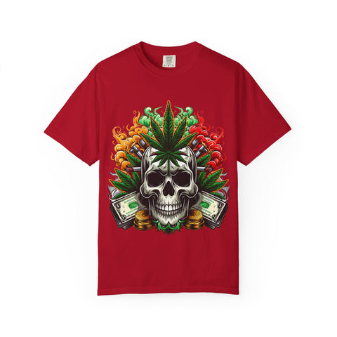 Skull & Cannabis Unisex T-Shirt - Bold Graphic Tee for Cannabis Enthusiasts