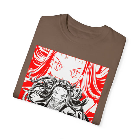 Anime-Inspired Unisex Garment-Dyed T-Shirt - Bold Character Design