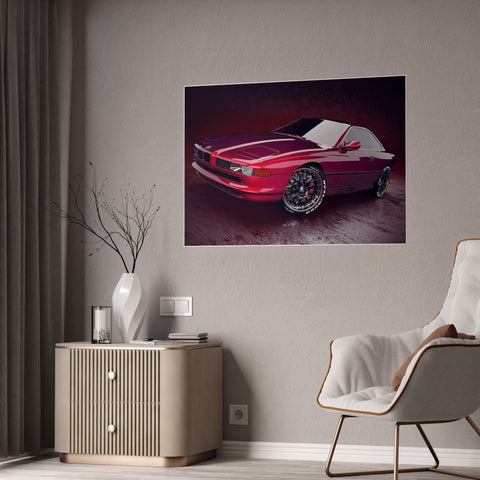 Glossy Car Art Poster - Sleek Red Sports Car Decor for Auto Enthusiasts