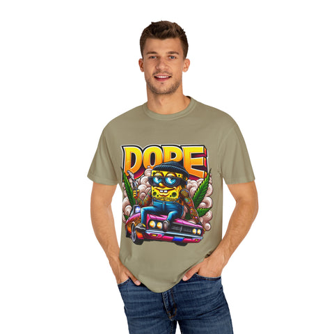 Unisex Garment-Dyed T-Shirt - Cool Cartoon ‘DOPE’ Design
