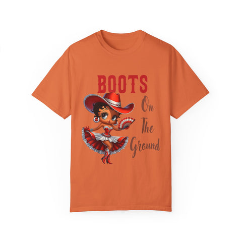 Boots On The Ground Unisex Garment-Dyed T-Shirt - Fun Western Style Tee for Festival Season