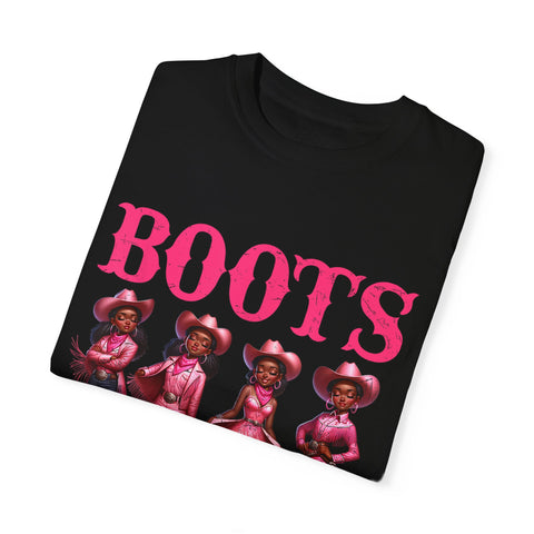 Unisex Garment-Dyed T-shirt: "Boots on the Ground" Vintage Western Style Tee