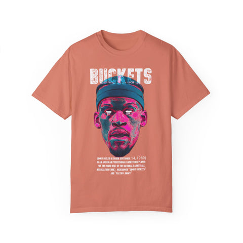 Unisex Garment-Dyed T-Shirt - Retro Sports Graphic "BUCKETS"