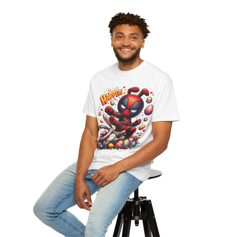 Funny Deadpool Easter T-Shirt - Unisex Garment-Dyed Tee for Comic Fans