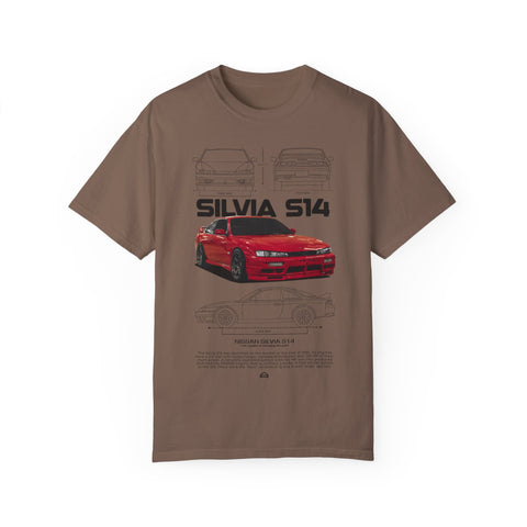 Retro Car Art Unisex Garment-Dyed T-shirt - SILVIA 514 Graphic Tee