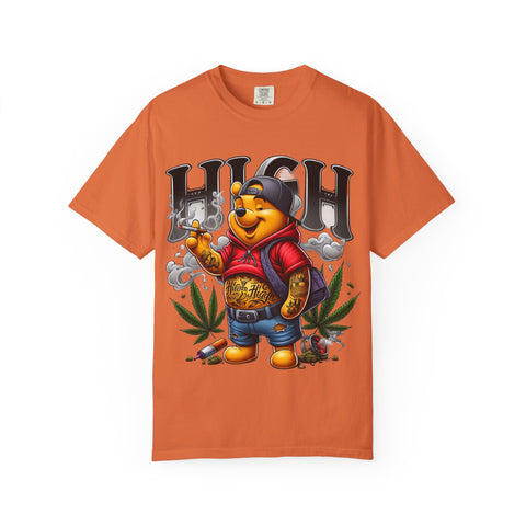 High Vibes Unisex Garment-Dyed T-shirt with Cartoon Bear Design