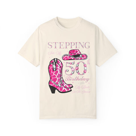 50th Birthday Cowgirl T-Shirt | Unisex Garment-Dyed Tee