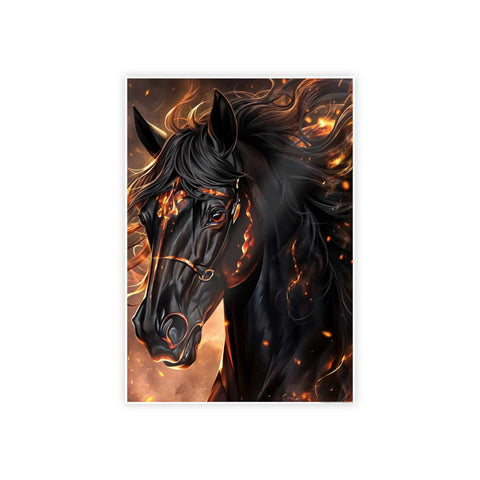 Fiery Horse Gloss Poster - Elegant Wall Art for Equestrian Lovers