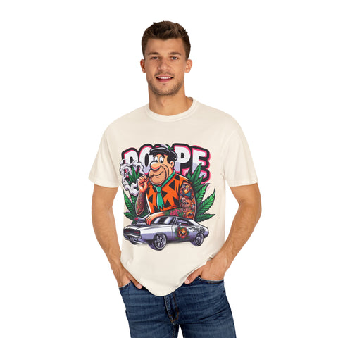 Retro Cool Unisex Garment-Dyed T-Shirt - 'Dope' Graphic with Classic Car