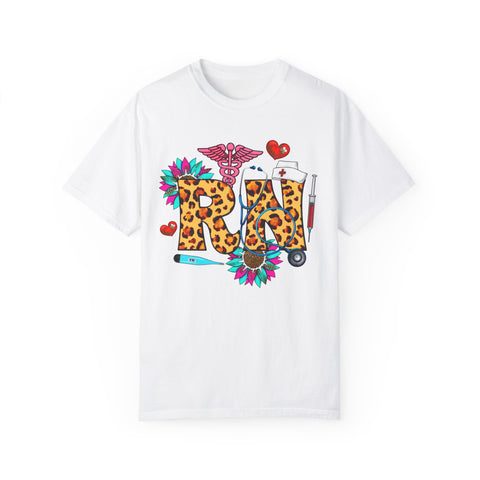 Trendy RN Graphic T-Shirt for Nurses - Garment-Dyed Unisex Tee