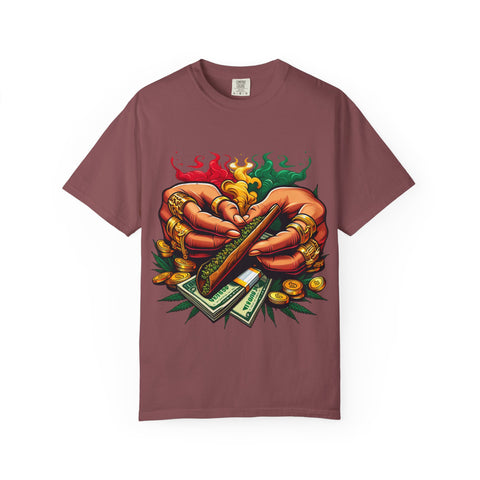 Vibrant Herbal Tees - Unisex Garment-Dyed T-shirt with Hand Rolling Design