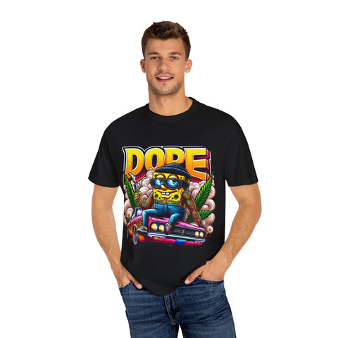 Unisex Garment-Dyed T-Shirt - Cool Cartoon ‘DOPE’ Design