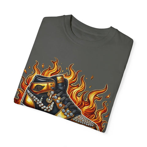 Unisex Garment-Dyed T-Shirt - 'On Fire' Graphic Tee for Sneaker Enthusiasts