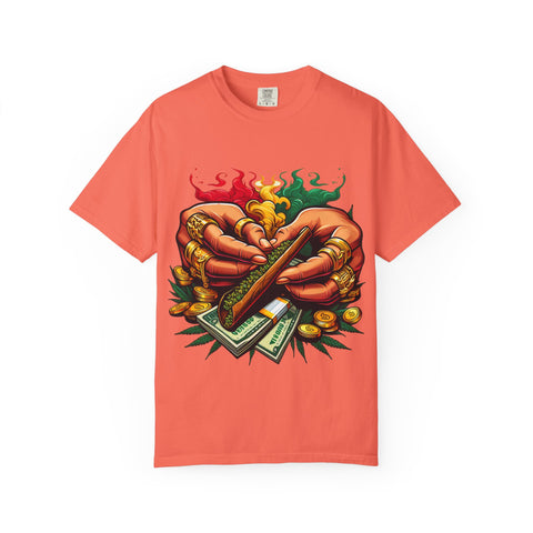Vibrant Herbal Tees - Unisex Garment-Dyed T-shirt with Hand Rolling Design