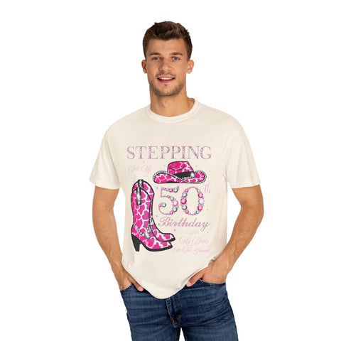 50th Birthday Cowgirl T-Shirt | Unisex Garment-Dyed Tee