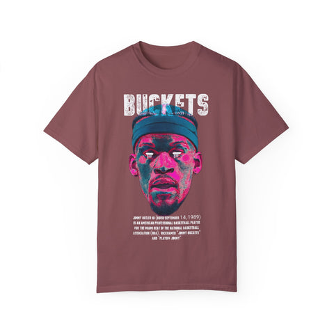 Unisex Garment-Dyed T-Shirt - Retro Sports Graphic "BUCKETS"
