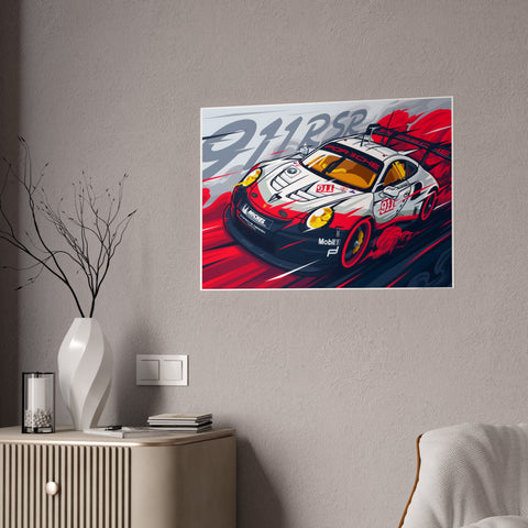 Porsche 911RSR Glossy Art Poster - Racing Wall Decor for Car Enthusiasts