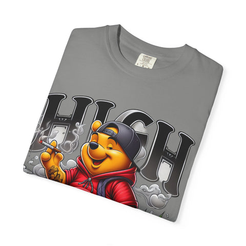 High Vibes Unisex Garment-Dyed T-shirt with Cartoon Bear Design