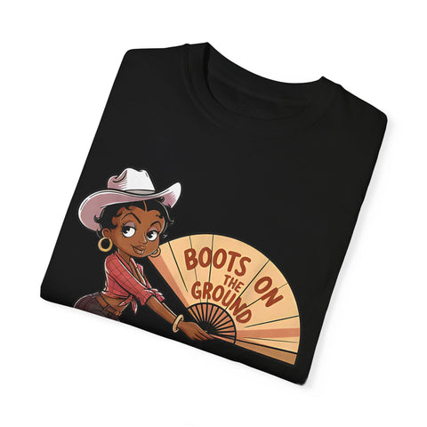 Boots on the Ground Unisex T-Shirt - Rustic Cowboy Vibe, Perfect for Festivals and Casual Outings