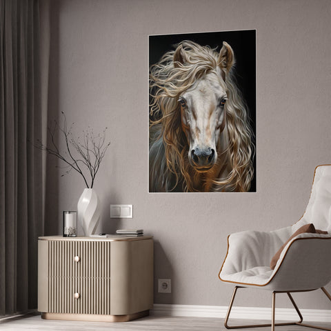 Majestic White Horse Gloss Poster - Inspirational Wall Art for Animal Lovers