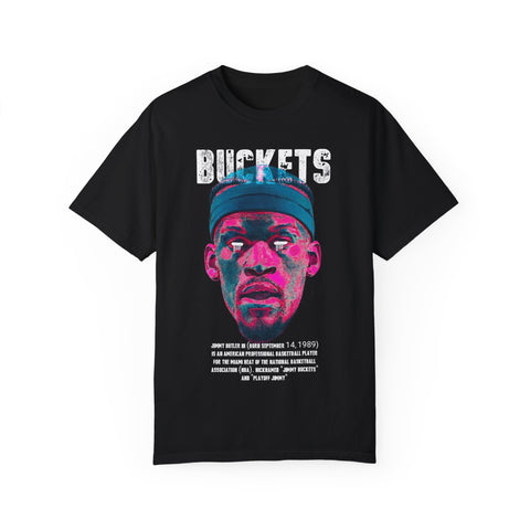 Unisex Garment-Dyed T-Shirt - Retro Sports Graphic "BUCKETS"