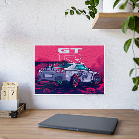Glossy Car Art Poster - GT-R Racing Graphic for Auto Enthusiasts