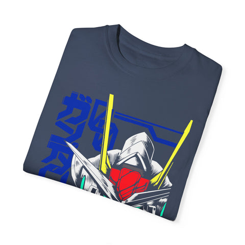 Anime-Inspired Unisex Garment-Dyed T-Shirt - Mecha Design