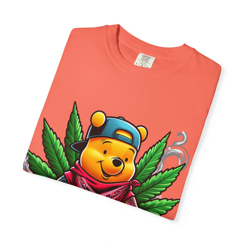 Hipster Bear T-Shirt - Unisex Garment-Dyed Tee with Cannabis Design