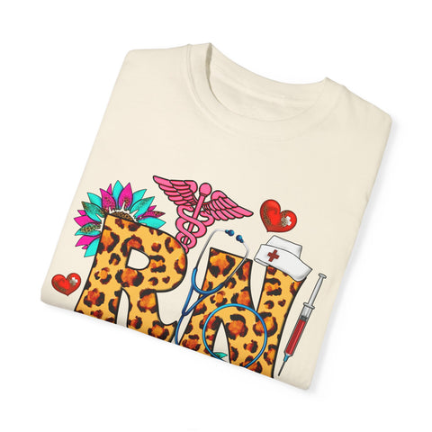 Trendy RN Graphic T-Shirt for Nurses - Garment-Dyed Unisex Tee