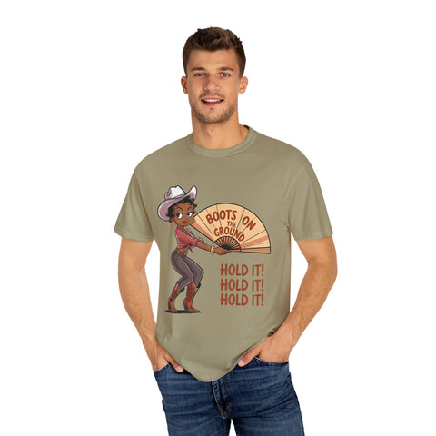 Boots on the Ground Unisex T-Shirt - Rustic Cowboy Vibe, Perfect for Festivals and Casual Outings