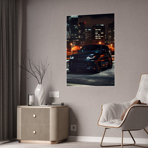 Glossy Automotive Art Poster - Nighttime Urban Scene