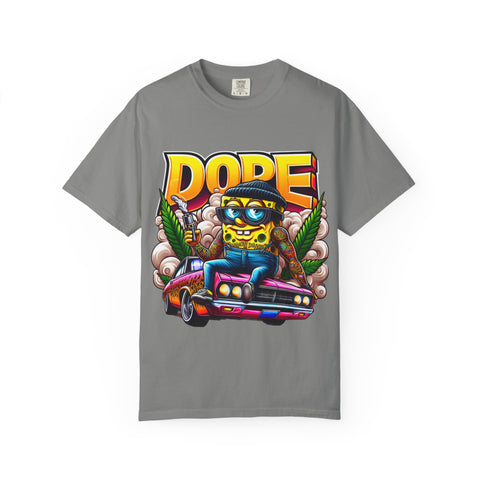 Unisex Garment-Dyed T-Shirt - Cool Cartoon ‘DOPE’ Design