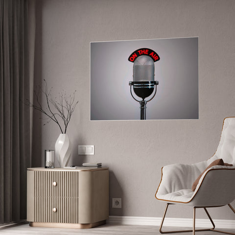 Retro Microphone Wall Art Poster - 'On The Air' Decor for Music Lovers