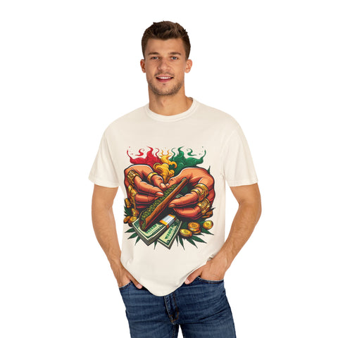 Vibrant Herbal Tees - Unisex Garment-Dyed T-shirt with Hand Rolling Design