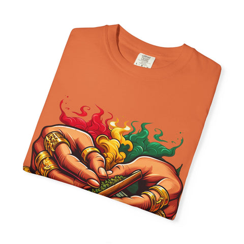 Vibrant Herbal Tees - Unisex Garment-Dyed T-shirt with Hand Rolling Design